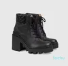 Qualidade superior sapatos casuais mulheres botas designer de salto alto tornozelo bota sapatos reais moda inverno outono martin cowboy couro acolchoado