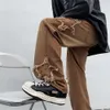 Мужские джинсы моды звезды полотенце вышивая коричневые мешковатые мужские брюки Y2K Одежда прямой хип -хоп хлопковые брюки Pantalon Homme 230824