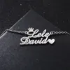 Pendant Necklaces Personalized Stainless Steel Custom Double Name Crown Love Necklace For Women Gold Choker Gift 230825