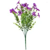 Fleurs décoratives 1 pièce, fausses plantes pour porche extérieur, ornement en tissu Violet artificiel, 7 fourchettes, bricolage, décor extérieur résistant aux UV
