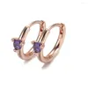 Hoop Earrings Solitaire Earring For Women Authentic S925 Sterling Silver Jewelry Lady Girl Birthday Gift Rose Gold Colour