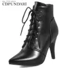 Boots Cdpundari сексуальные острые пальцы для шнуровки на лодыжке для женщин для женских сапог на каблуках дамы зимняя обувь женщина T230824