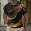 Summer Polo Men's T-koszule 3D Strażne paski Street Street Rekret o krótkim rękawie koszulki Polo TEES THEAD THEADS Ożywowane HKD230825