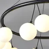 Люстры современный минималистский круговой стеклянный шарик светодиодные люстры ресторан спальня кофейные столики черный домашний декор светильник