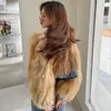 Womens Fur Faux s HighEnd Autumn And Winter Import Real Raccoon Jacket with Jeans Collar Coat Short Style Knitted Overcoat 230824