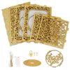 Autres fournitures de fête d'événement OurWarm Gold Boîte de carte de mariage avec serrure Porte-cadeau en bois Acrylique clair et conception de lumière de chaîne pour les décorations 230824