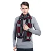 Écharpes Marque de luxe Plaid écharpe en cachemire pour hommes hiver chaud foulard mâle affaires foulards longue Pashmina cadeaux de noël 230825