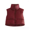 Maglioni da uomo Moda donna Orlo regolabile Zip-up Gilet imbottito Gilet vintage Collo alto Senza maniche Capispalla femminile Canotte chic