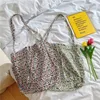 Shopping Bags 2023 Floral Women Solid Canvas Shoulder Cloth Bag Tote Package Ladies Purses Casual Handbag For Girls Bookbag