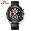 Relógios de pulso VAVA VOOM Top Marca Homens Esportes Pulseira de Couro Calendário de Negócios Moda À Prova D 'Água Casual Quartz Luminous Pointer Watch