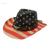 Berets Metal Ox Head Decors Women Men American-Flag Pattern Hat For Spring Summer Elegant Lady Man Halloween Adjustable