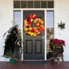 Andra evenemangsfestleveranser Autumn Door Wreath Christmas Halloween Decoration Pumpkin Berry Pine Cone Maple Artificial Wreath Cloth Rattan Home Decoration 230824