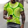 Herr t-skjortor 2023 Green Lemon 3D Print Shirt Summer Men Kids Tangerine Women T-shirt Kort ärm Digital Orange Tryckt
