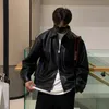 Men's Jackets 2023 Korean Chic Double Zipper PU Leather Black Simple Trendy Lapel Autumn Coats Casual 230824