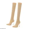 Boot Hit High Boots Sexy Crystal Party Shoes Stretch Fabric Sock Heels Autumn Shoe Over Knee 230824