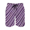 Short pour hommes Violet et blanc Ligne Board Loisirs Plage Candy Stripe Motif surdimensionné Maillot de bain Qualité