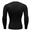 T-shirt da uomo Camicia a compressione T-shirt da uomo Manica lunga Nera Top Fitness Protezione solare Seconda pelle T-shirt lunga casual traspirante ad asciugatura rapida 4XL 230825