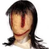 Party Masks Creepy Halloween Mask with Hair Horror Devil Stitching Female Ghost Latex Horror Masks Scary Cosplay Party Parts 230824