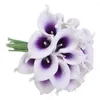 Dekorativa blommor 24st konstgjorda calla lily för DIY Centerpieces Home Decor (Purple in White)