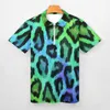 Two Tone Casual Polo Shirts Leopard Print T-Shirts Man Short-Sleeved Custom Shirt Beach Y2K Oversized Clothing Gift Idea HKD230825