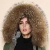 Women's Fur Winter Womens Parka Casual Outwear Military Hooded Coat Jacket Coats Real Ladies