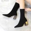 Fashion Ankle New 2021 Boots Women Shoes Elastic Sock Boot Chunky High Heels Stretch Sexy Booties Pointed Toe Plus 41 43 fdf8 ies