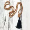 Pendentif Colliers 108 Perles de prière Mala Collier 8mm Rouge Aventurine Nouée Boho Bijoux Brut Pierre Gland Pour Femme Femme