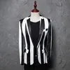 Erkek Suit Blazers Moda Baskılı Blazers Erkekler Koreli Günlük Takım Erkek İngiltere Ceket Studio Host Saç Stilist Sahnesi Zebra Stripe Ceket Erkekler 230824