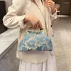 Sacos de noite Luxo Flor Shell Bag Mulheres Moda Casual Cadeia Mulher Ombro Estilo Chinês Tecido Jantar Bolsa Senhoras Mini Bolsa 2023