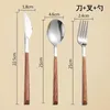 Set di stoviglie 3 pezzi stile Ins coltello da bistecca forchetta cucchiaio acciaio inossidabile legno stoviglie per la casa accessori da cucina