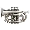 European high-end B-flat silver-plated pocket trumpet Bb silver palm size brass nickel-plated cornet wind instrument