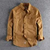 Männer Casual Hemden 2023 Herren Vintage Fracht Herbst Einfache Trend Brusttaschen Frühling Leinwand Baumwolle Gewaschen Langarm Militär