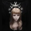 Tiara lolita feita à mão dourada mary apollo sol halo anjo deusa coroa gótica goth headpiece filigrana para noiva sessão de fotos