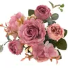 Decorative Flowers Artificial Peony Roses Flower Silk Fake Floral Decor Bouquet For Party Home Decoration