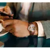 Wristwatches Winner Transparent Golden Case Luxury Casual Design Brown Leather Strap Mens Watches Top Brand Luxury Mechanical Skeleton Watch 230824