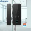 YRHAND Drill free Bluetooth Biometric Fingerprint RFID Card Code Remote Control Tuya App Electronic Smart Glass Door Lock HKD230824