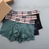 Underpants Designer B-line checkered mens underwear with no marks, Modal cotton breathable flat corner pants, high-end gift box set O53Q