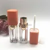 Garrafas de armazenamento 9ml vazio claro lábio gloss tubo plástico quadrado recipiente de embalagem cosmética laranja tampa lipgloss recipientes garrafa de enchimento