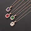 Подвесные ожерелья Zhouyang Роскошное ожерелье для женщин ретро -геометрия квадратный циркон серебряный цвет сея.