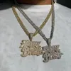 Collares pendientes de alta calidad helado hacia fuera Bling Cubic Zircon CZ pavimentado Hustle Letter moda encanto colgante collares joyería con cadena de cuerda para hombres 230824