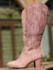 ピンク冬の手作り2024女性カウボーイ刺繍中の子牛のジップファッションブーツレディースワインパーティーフェマシューズボタフェミニナT230824 3B229