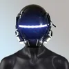 Masques de fête Masque Cyberpunk Cosplay pour adultes Style mécanique Science Fiction Bande de lumière LED blanche Technologie Cool Casque Ghostface Masque 230824