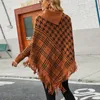 Damenpullover Übergroße Capes Pullover Frauen Herbst Winter Mode Plaid Quaste Schal Mantel Damen Streetwear Elegante Strickpullover Ponchos 230824