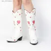 Heart Cowgirls 2022 Women Wesetrn puntato per il ricamo floreale da cowboy con tallone grosso ginocchio ginocchio stivali da equitazione vintage T230824 345
