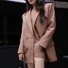 Women's Tracksuits 2023 Office Lady Elegent Suit Brown Double-breasted Lapel Jackets Trendy Zipper Fold Shorts Fashion Women Slim 2 Piece