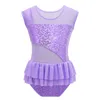 Body Mechanics Clothing Kids Girls Sequins Gymnastics Leotards Sleeveless Ballet Dance Leotards Bodysuit Ballerina Children Figure Ice Skating Jumpsuit 230825