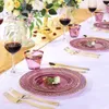 Disposable Dinnerware 60Pcs Transparent Plastic Tray Tableware Set With Gold Frame Silverware Cup Wedding Party Supplies 230825