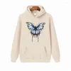 Men's Hoodies Spring Autumn Butterfly Print Harajuku Trend Loose Sweatshirts Men Casual Hip Hop Streetwear Couple Pullovers Tops