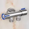 Bathroom Sink Faucets Household Stainless Steel Faucet Copper Core Dual Use One Into Two Out Washing Machine Water Hose Connector