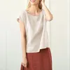 Kvinnors T-skjortor Ly Linen T-shirt Casual Loose O-Neck Kort ärm TEES Basic Streetwear Tops Summer Clothes for Women